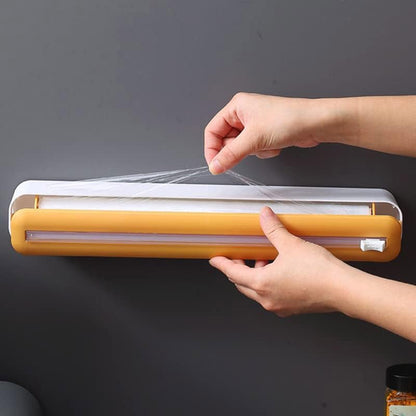 Adjustable Cling Wrap Dispenser with Hidden Slide Cutter