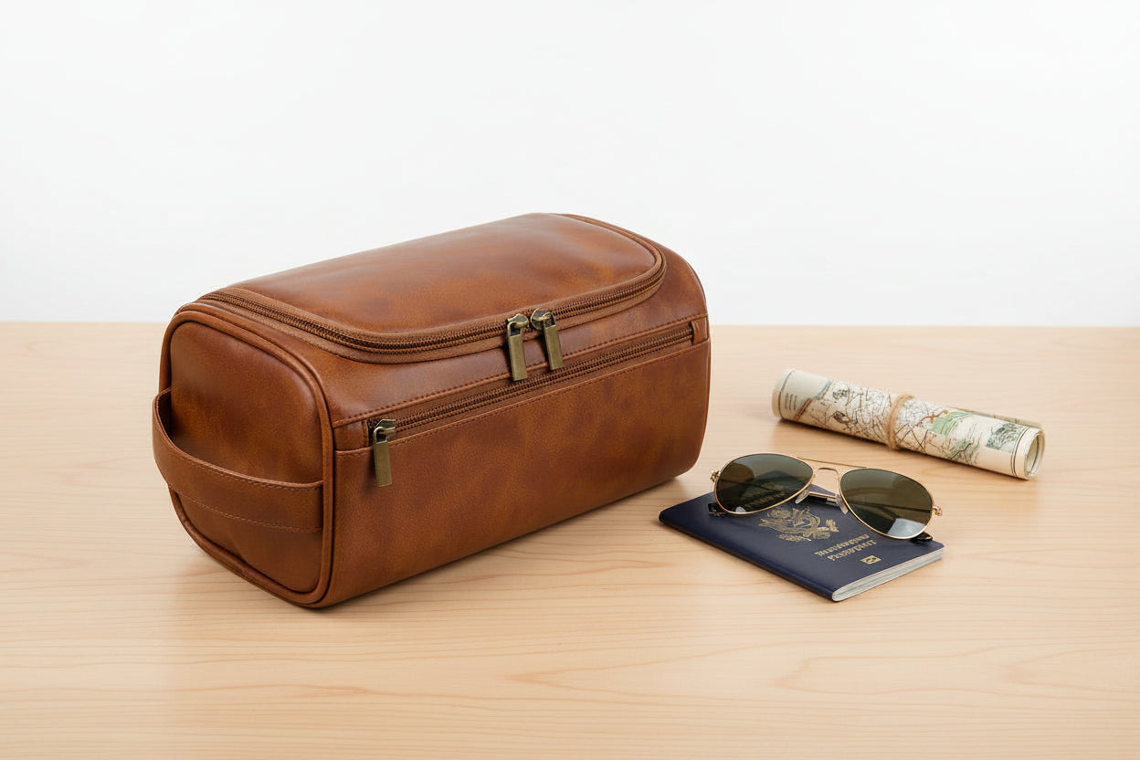 Premium Leather Hanging Toiletry Bag - My Store