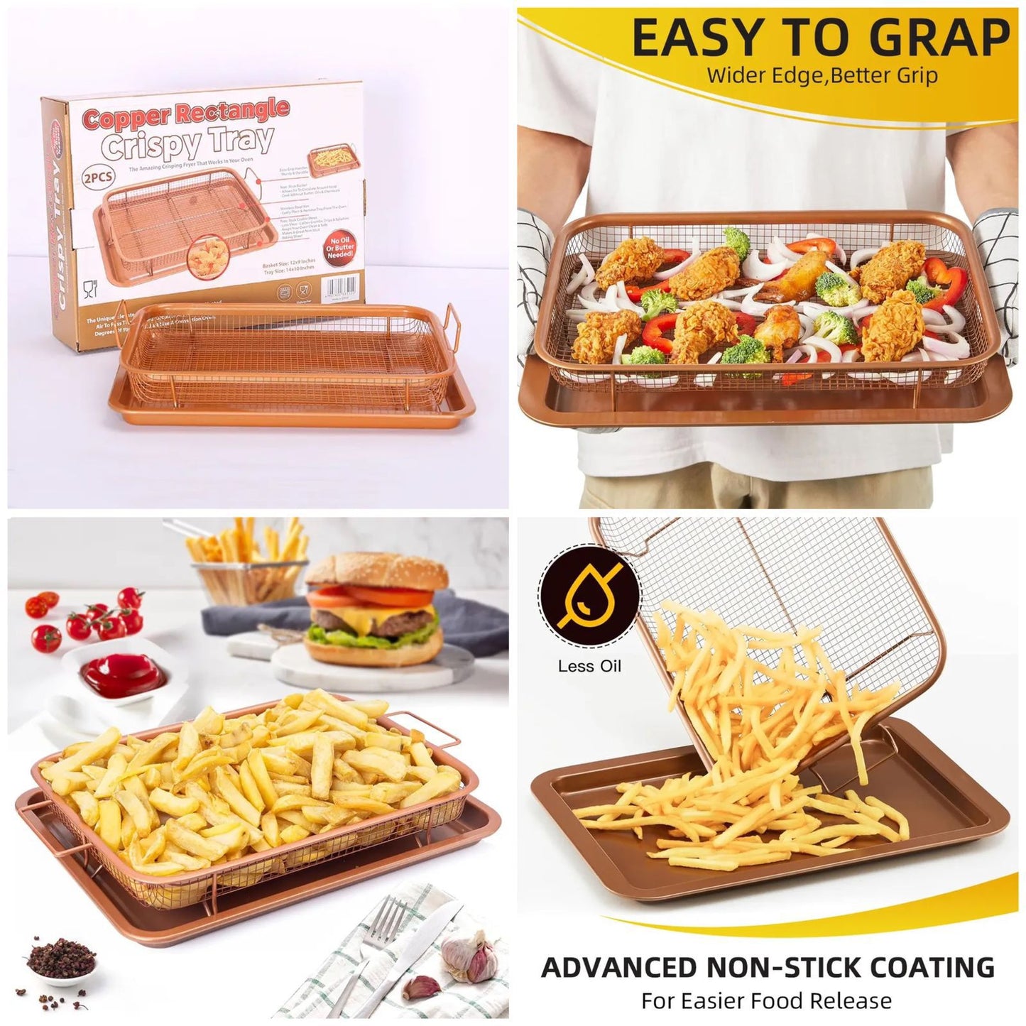 Copper Rectangle Crispy Tray – 2-Piece Set - My Store