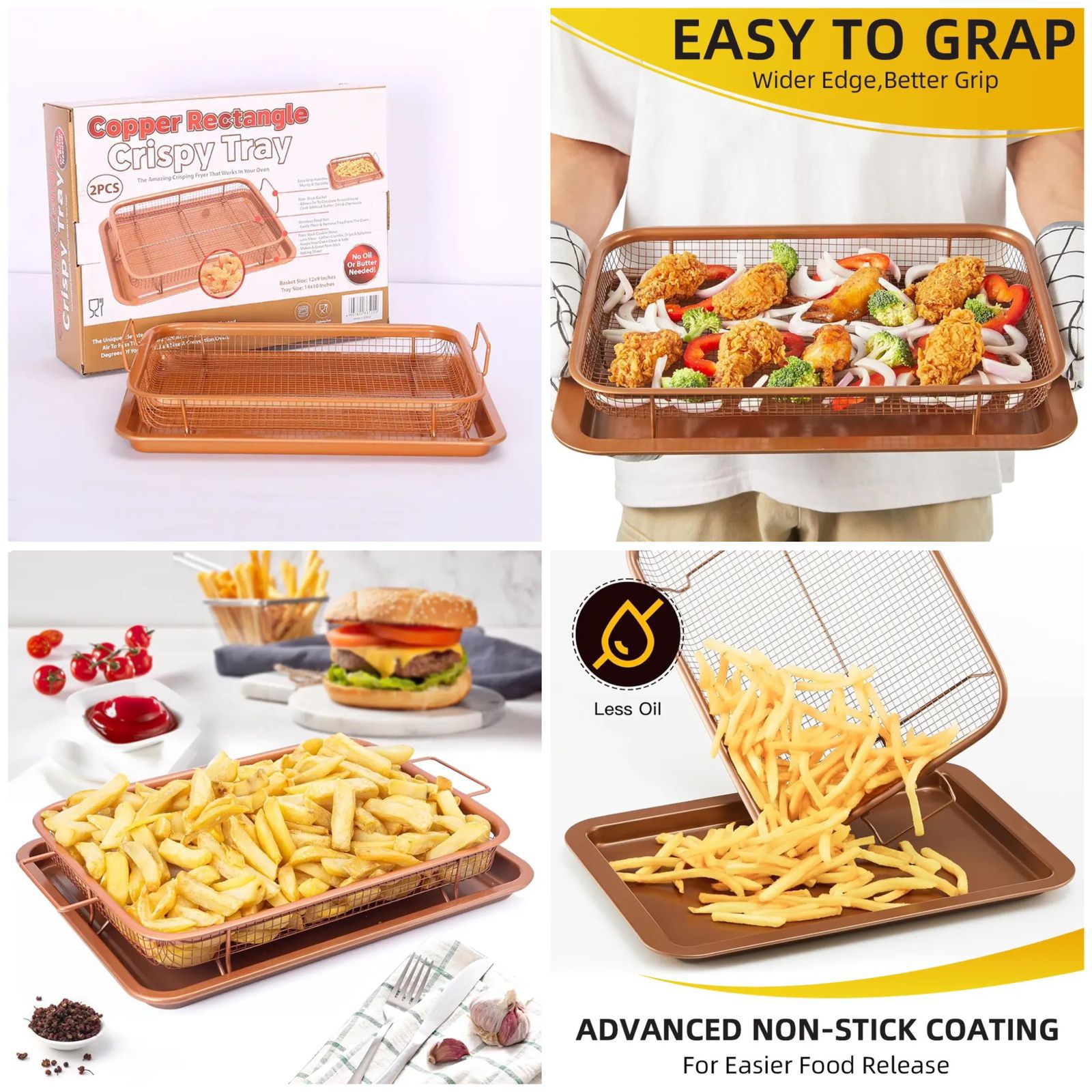 Copper Rectangle Crispy Tray – 2-Piece Set - My Store