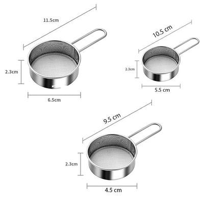 Mini Stainless Steel Flour Sieve Strainer 3 Pcs Set - My Store