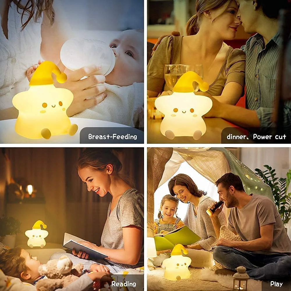 Cute Silicone Star Night Light – Rechargeable LED Lamp - My Store