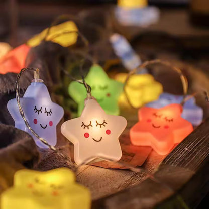 Cute Sleeping Star LED Fairy String Lights (USB Powered) – 20 LEDs | 3M