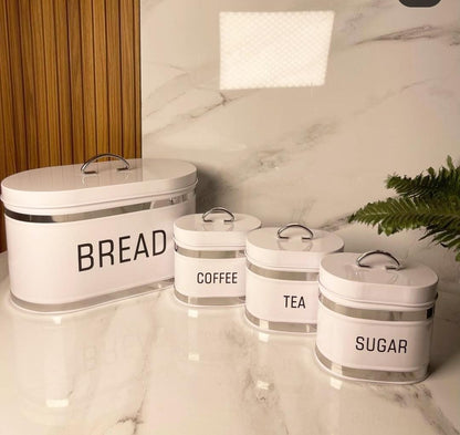Vintage Black 4-Piece Kitchen Storage Set (Bread Box + Canisters)