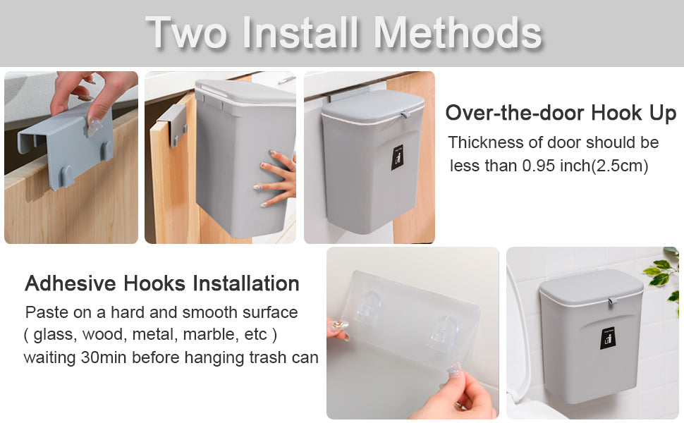 Wall-Mounted Hanging 9L Kitchen & Bathroom Bin - My Store