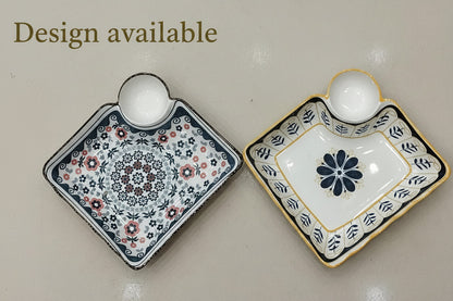 7-Inch Ceramic Dumpling Plate with Built-In Dipping Tray - My Store
