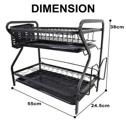 Premium 2-Tier Dish Drying Rack with Utensil Holder & Cutting Board Slot - My Store