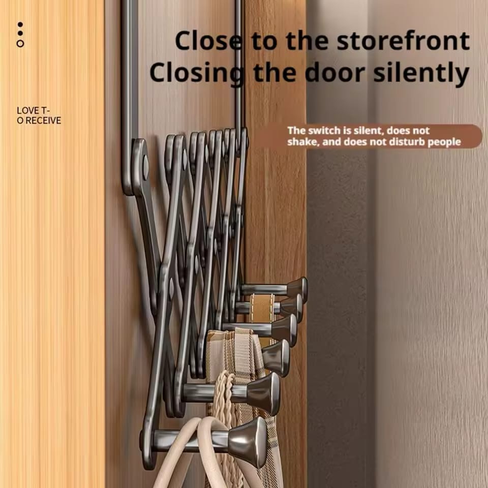 Retractable Over-the-Door Accordion Hanger (Punch-Free)
