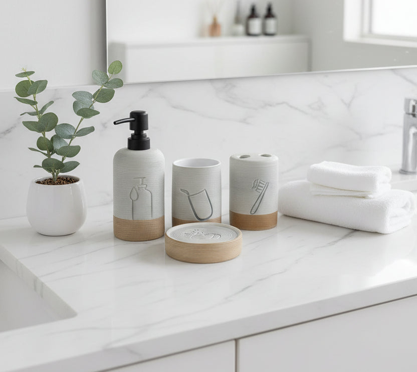 Modern Ceramic 4-Piece Bathroom Accessory Set