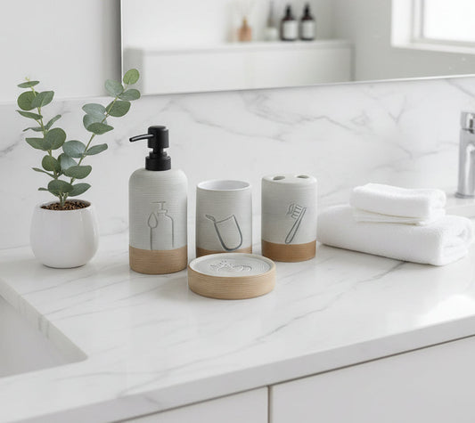 Modern Ceramic 4-Piece Bathroom Accessory Set