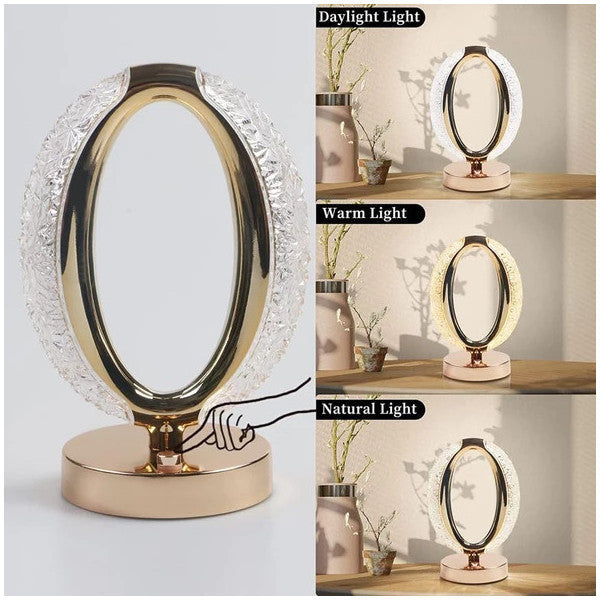 Luxury O-Ring Crystal LED Table Lamp – Rechargeable