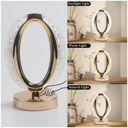 Luxury O-Ring Crystal LED Table Lamp – Rechargeable