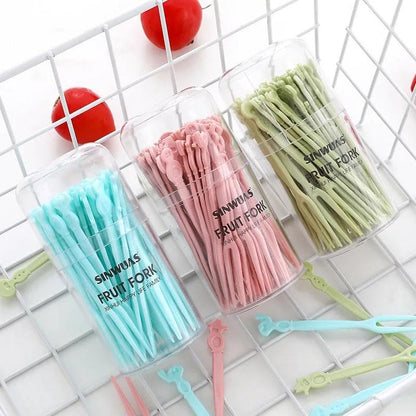 🍴 Cute Animal Head Reusable Fruit Forks (20+ Pcs Set)