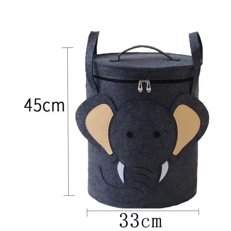 Animal-Themed Felt Storage Basket with Lid – Large Capacity - My Store
