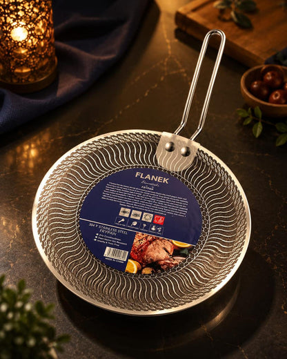 FLANEK Essentials 304 Stainless Steel Hybrid Wave Frypan