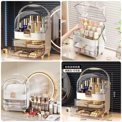 Luxury Cosmetic Organizer with Dust-Proof Cover & drawers