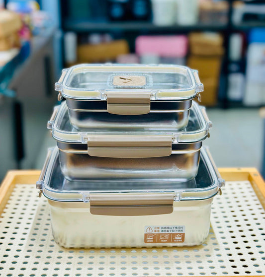 Lock & Store Stainless Steel Food Container Set – 3 Pieces