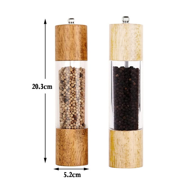 Wooden Spice Grinder – Natural Wood & Glass Manual Spice Mill