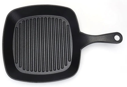 Danny Home Premium Cast Iron Square Griddle Pan with Wooden Base (15cm) - My Store