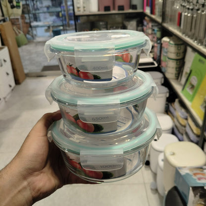 FreshLock™ Borosilicate Glass Food Storage Container Set – 3 Pieces
