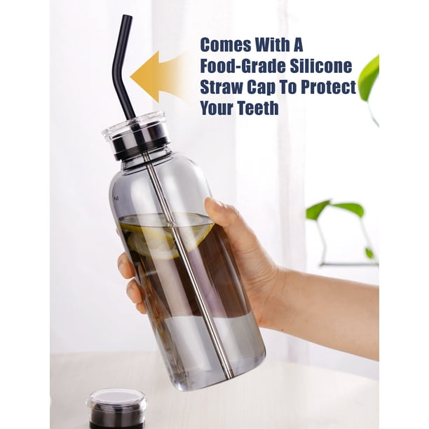Time-Marked Gradient Glass Water Bottle – 750ml / 25 oz