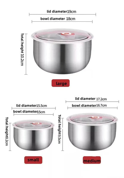 3 Sizes Stainless Steel Food Container with Airtight Plastic Lid - My Store