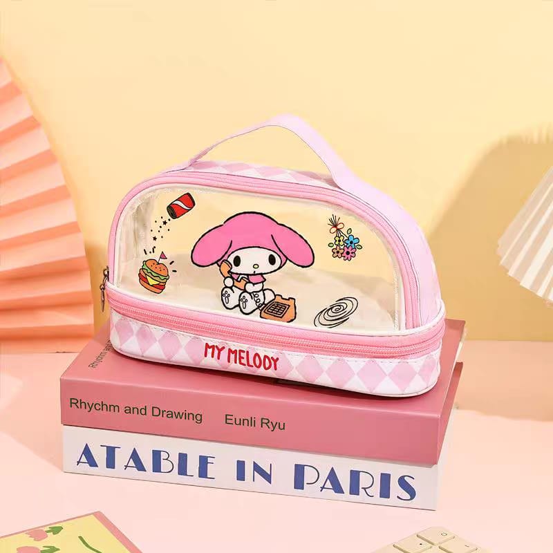Three Little Cute Double-Layer Pencil Case – Pastel Purple - My Store