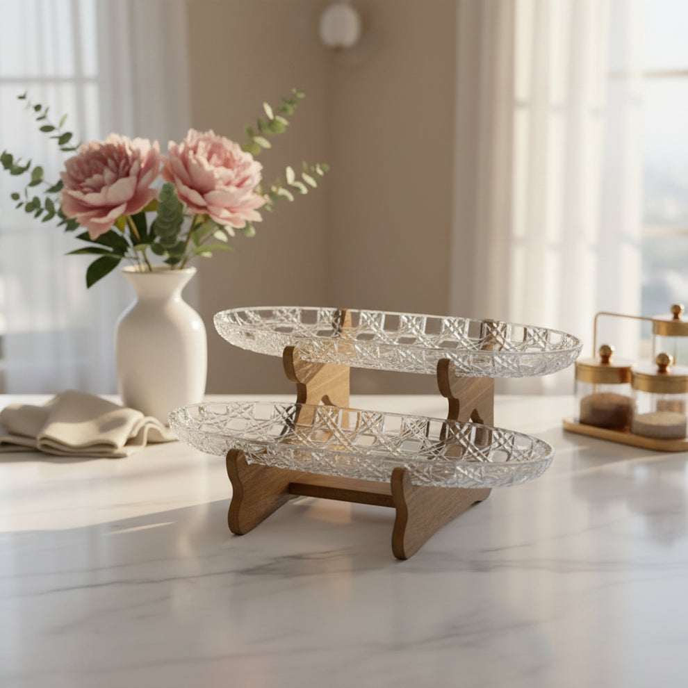 Luxe Crystal Oval Serving Tray Set