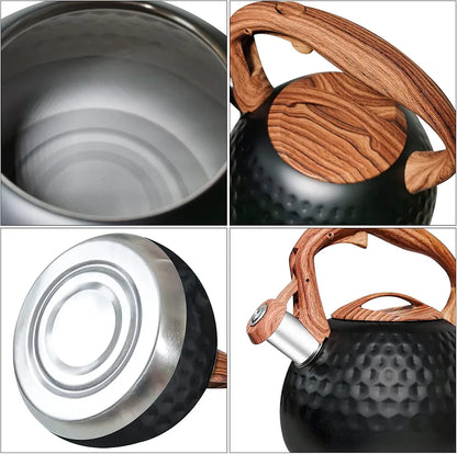HausRoland Black Textured Whistling Kettle – 3 Liters
