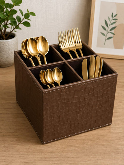 Premium PU Leather 4-Compartment Multipurpose Organizer