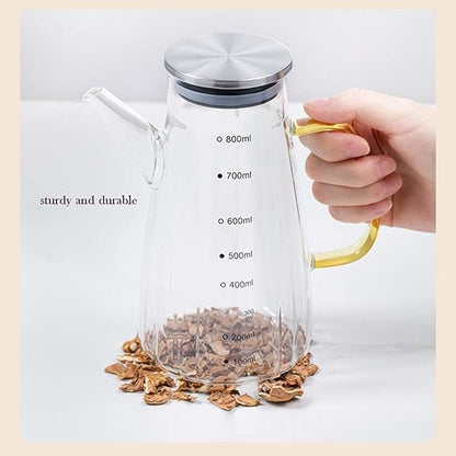 Glass Oil Dispenser with Colored Handle (Anti-Drip Design) - My Store