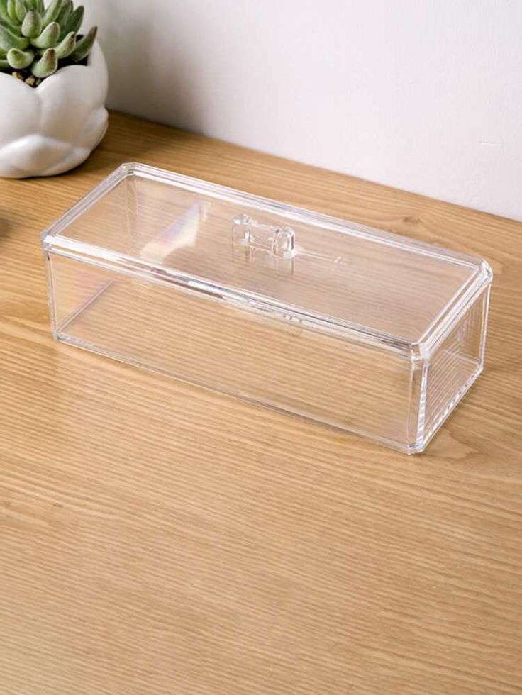 Clear Acrylic Makeup Brush Organizer with Lid