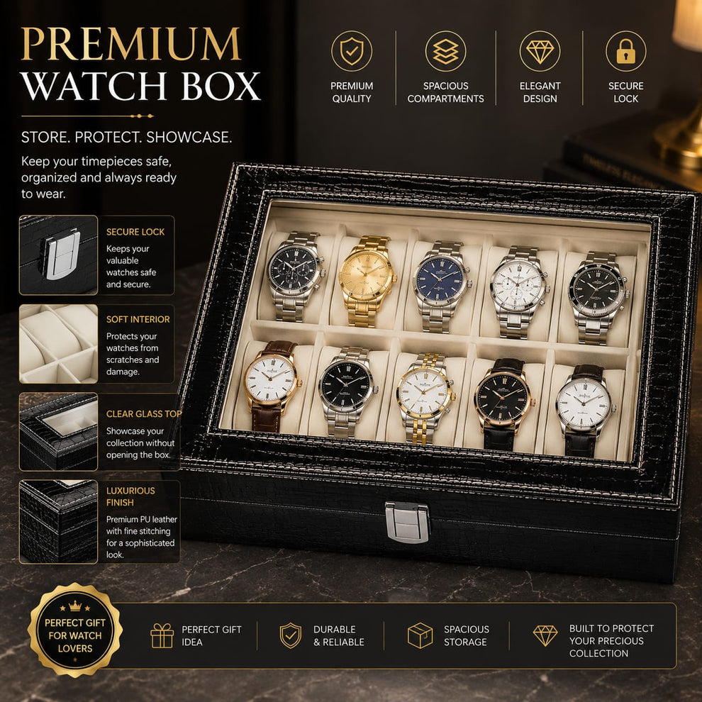 Premium Leather Watch Organizer & Display Box