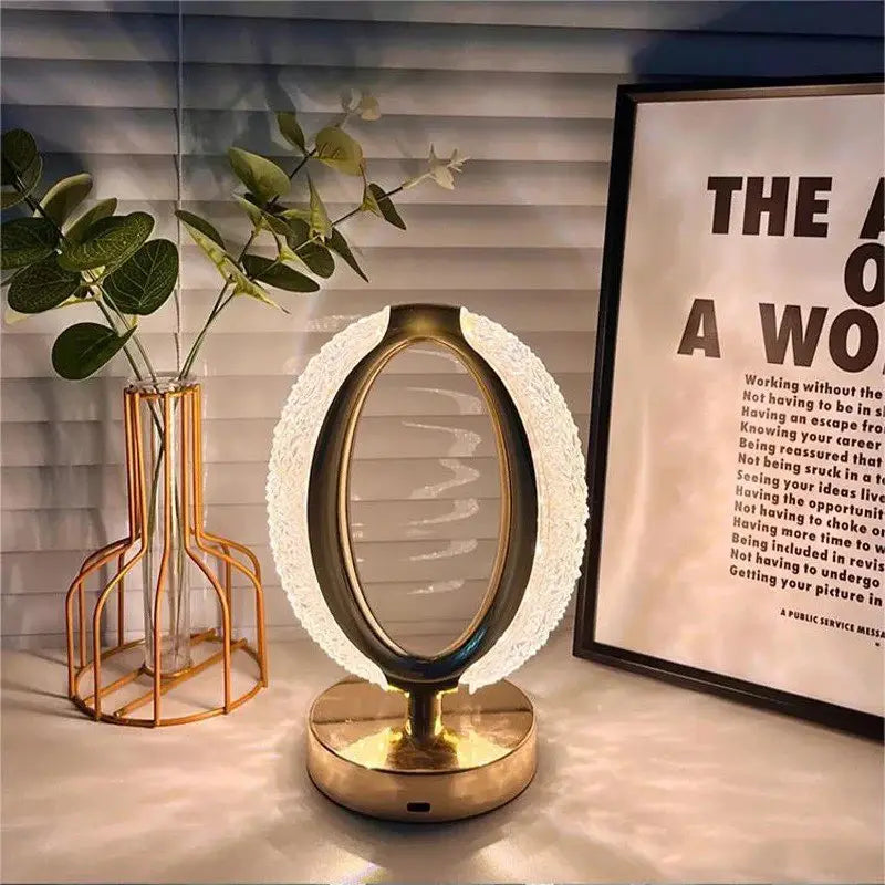 Luxury O-Ring Crystal LED Table Lamp – Rechargeable