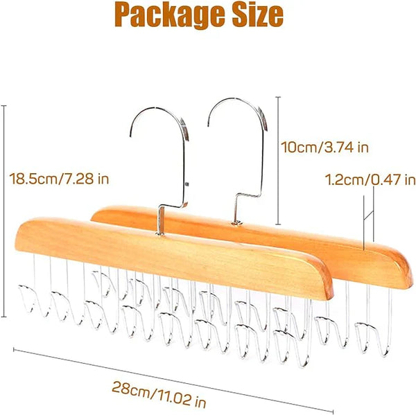Multi-Functional 8-Hook Wooden Closet Organizer