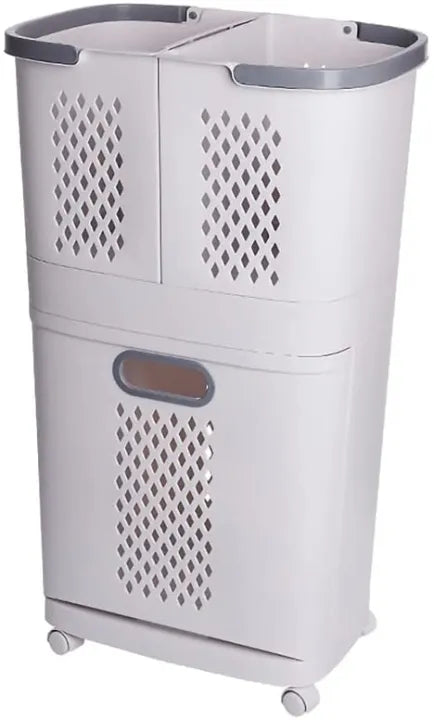 Rolling Laundry Trolley with 3-Basket