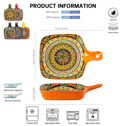 Ceramic 6.5-Inch Square Serving Platter with Handle