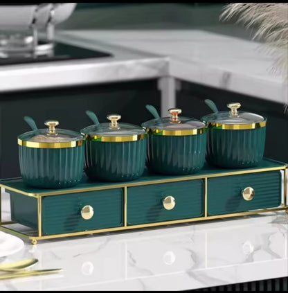 Luxury Emerald & Gold Spice Organizer Set - My Store