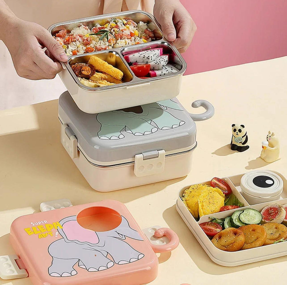 Super Elephant 3-Compartment Stainless Steel Lunch Box - My Store