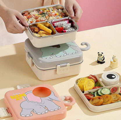Super Elephant 3-Compartment Stainless Steel Lunch Box - My Store