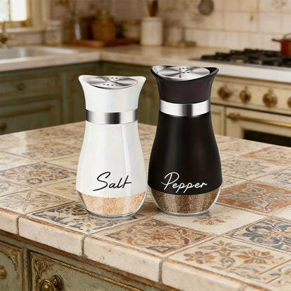 2-Piece Salt & Pepper Shaker Set with Holder Stand (120ml Each)