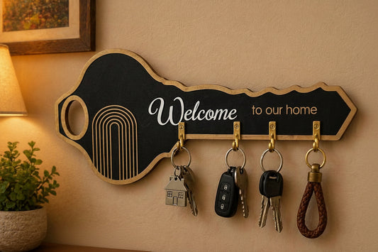 Modern Key-Shaped "Welcome" Wall Key Holder - My Store