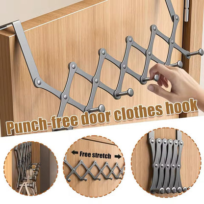 Retractable Over-the-Door Accordion Hanger (Punch-Free)
