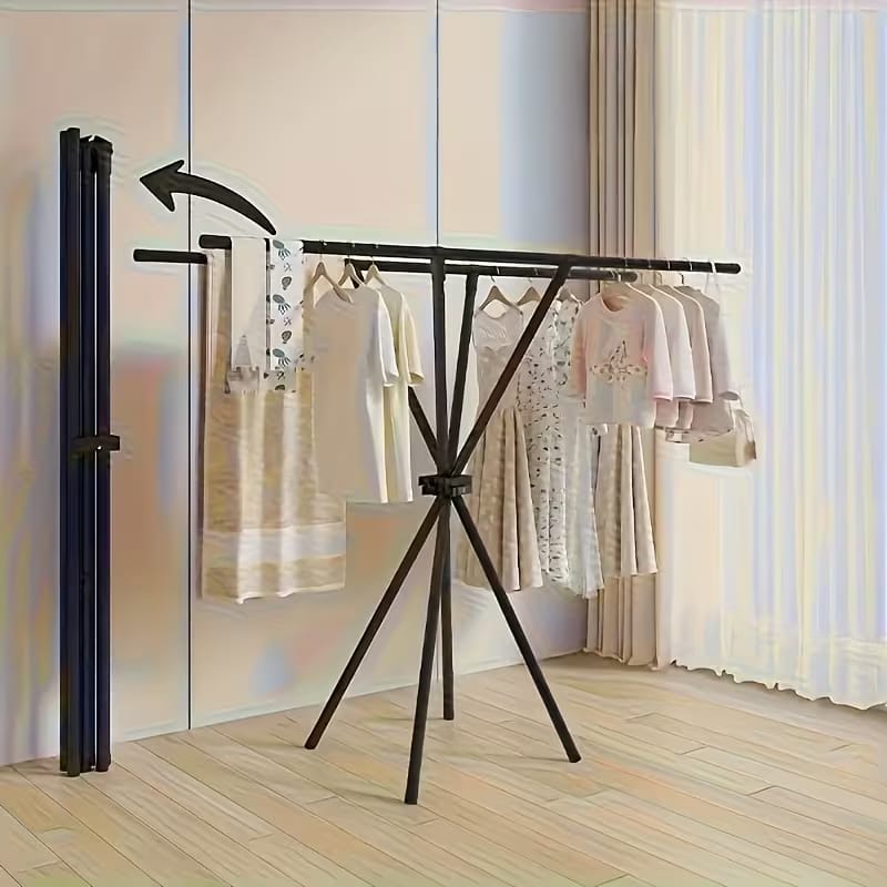 Foldable Double-Rod Metal Clothes Drying Rack