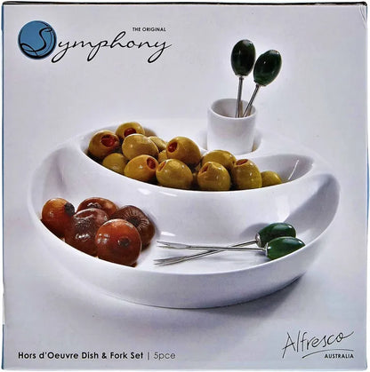 Symphony Alfresco Australia 5-Piece Hors d'Oeuvre Dish & Fork Set