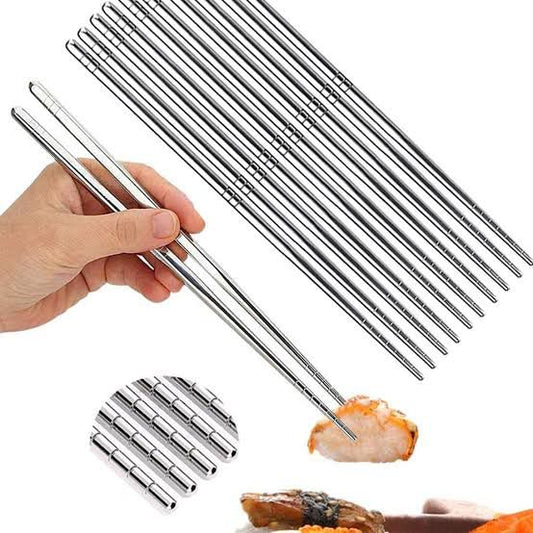Stainless Steel Chopsticks (10-Piece Set)