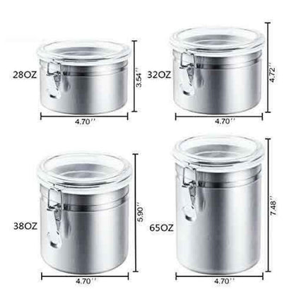 Airtight Stainless Steel Canister Set – 4 Pcs - My Store