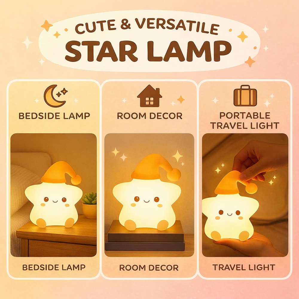 Cute Silicone Star Night Light – Rechargeable LED Lamp - My Store