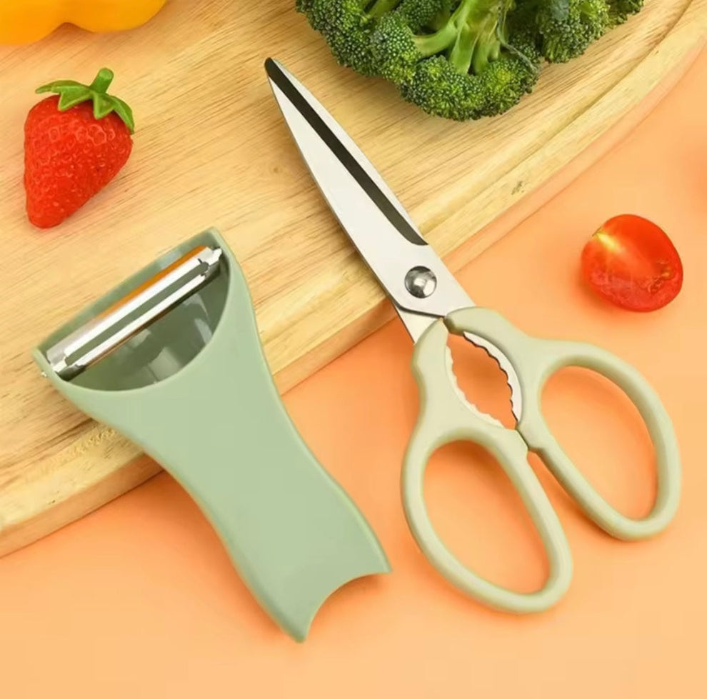 Multi-Functional 2-in-1 Kitchen Scissors & Peeler Set