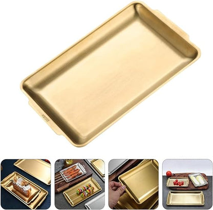 Golden Rectangle Serving Tray – Premium Stainless Steel - My Store